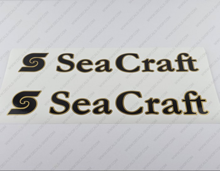 Sea Craft Boat V2 Logo Gold Decals 18.5" x 3" 2pcs.
